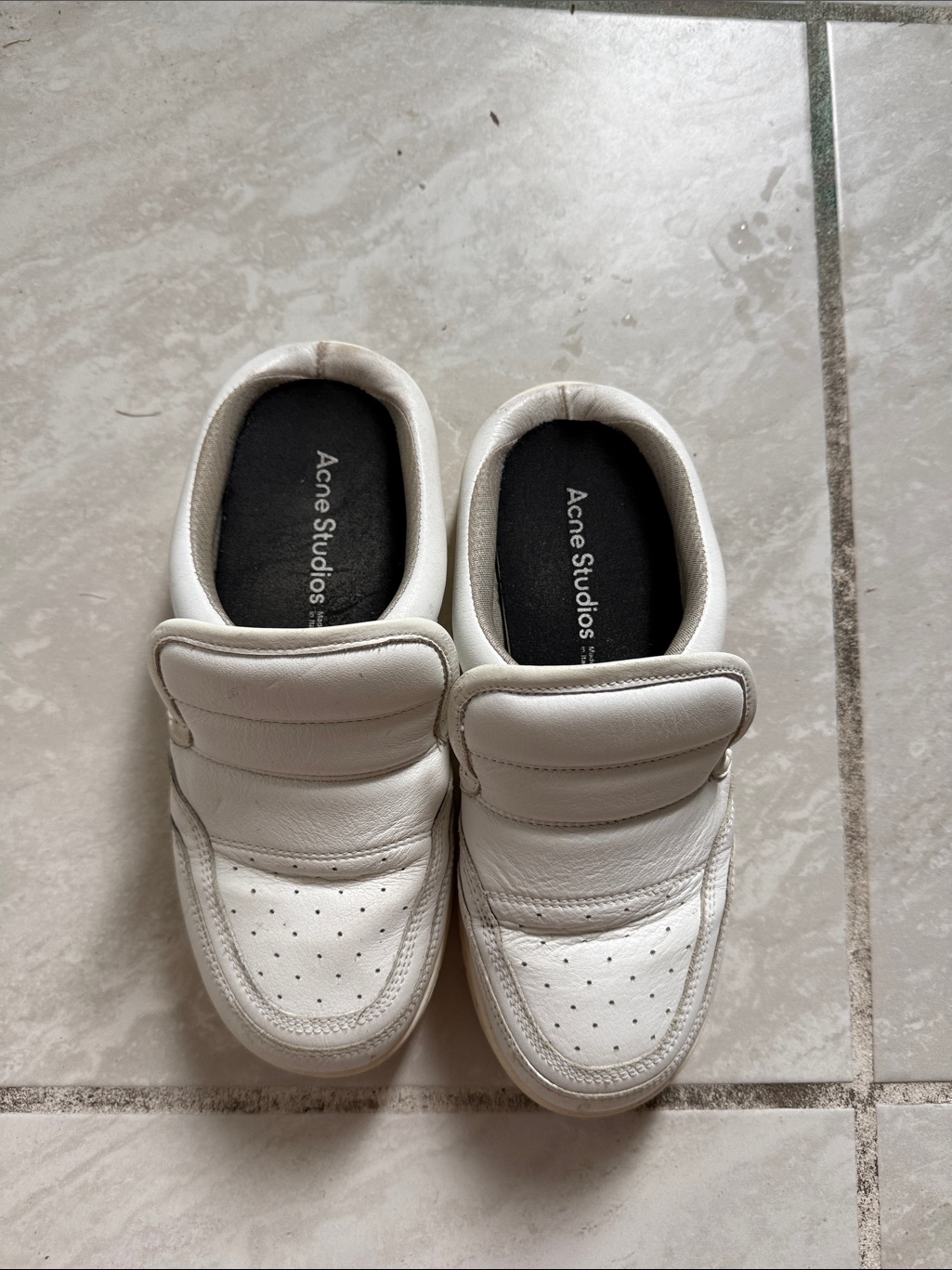 Acne Studios White Leather Slip-On Loafers For Women